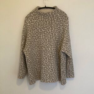 2X Leopard Print Wool Blend Funnel Neck Print Sweater